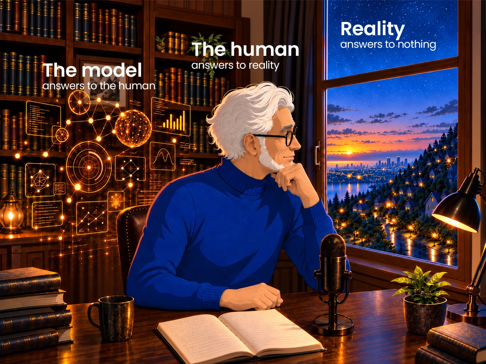 A conceptual visual representing how human intelligence is amplified through AI